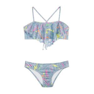 NWT Pilyq Girls Neon Paint Splatter Lasercut Bikini Sz. 2T